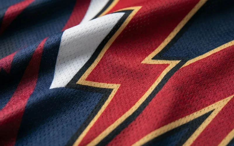 Custom basketball uniform stitching close-up