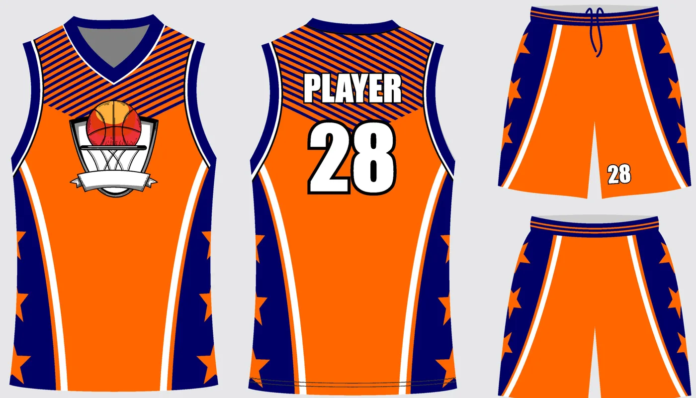 Basketball Uniform Amber Navy — jersey and shorts