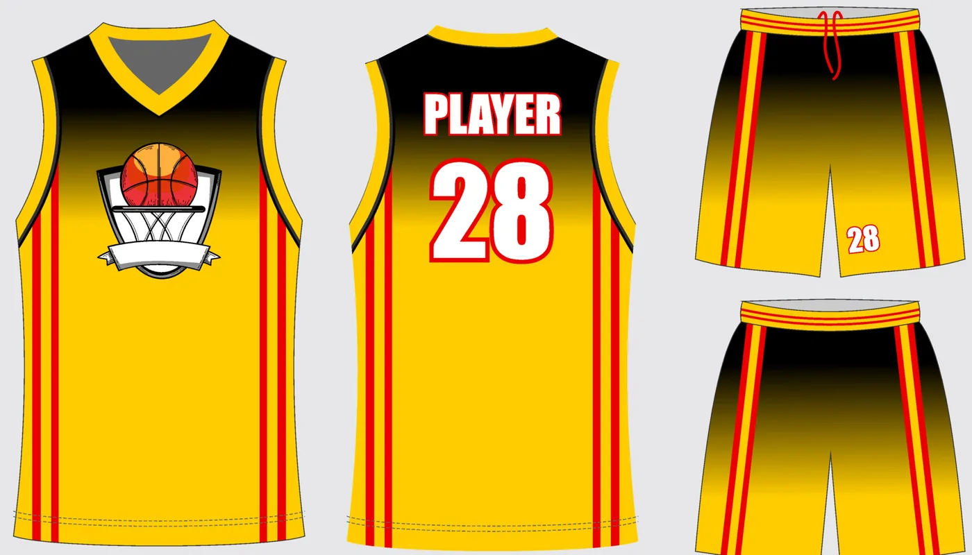 Basketball Uniform Gold Onyx Bolt — jersey and shorts