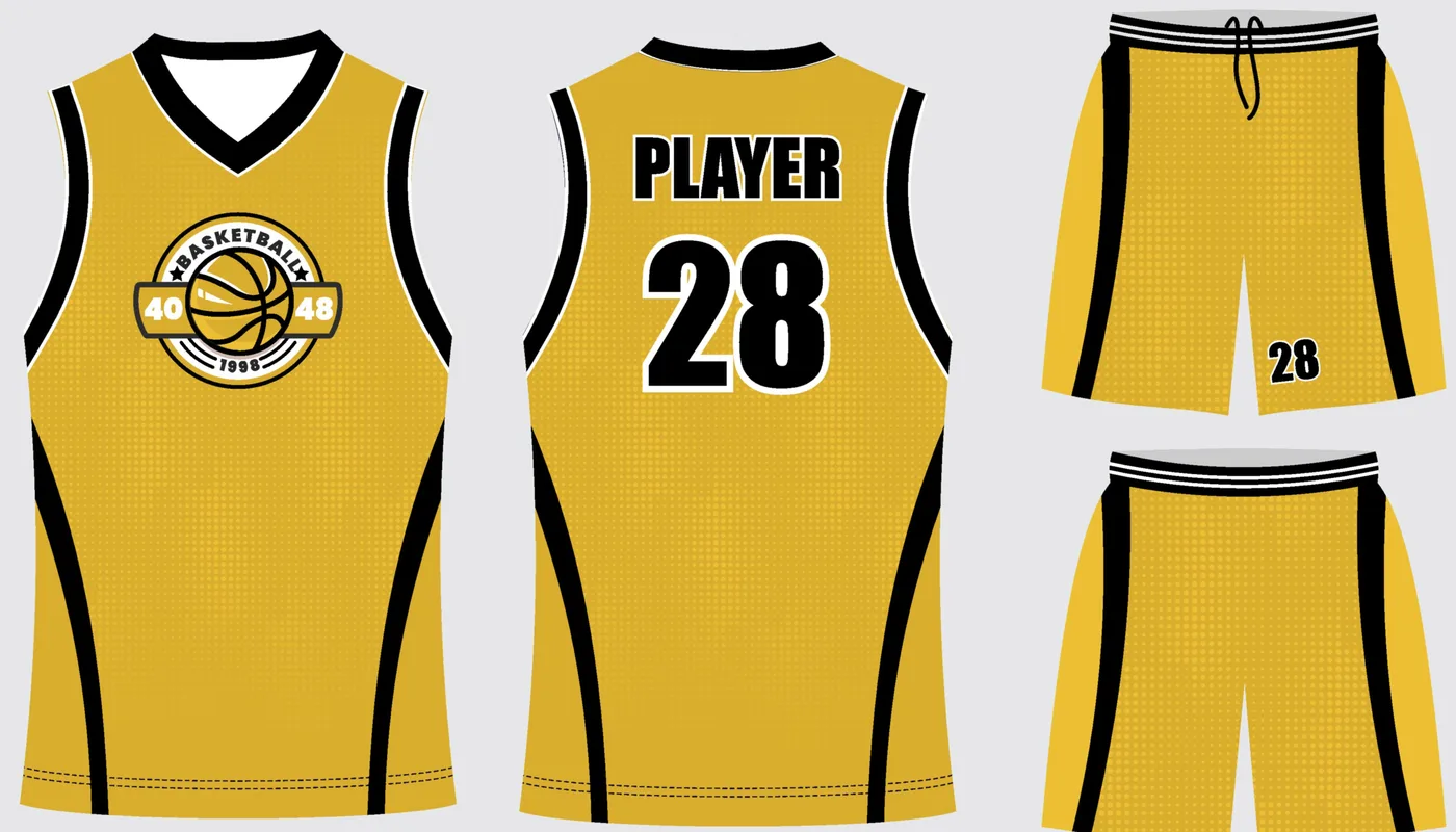 Basketball Uniform Gold Onyx Fracture — jersey and shorts