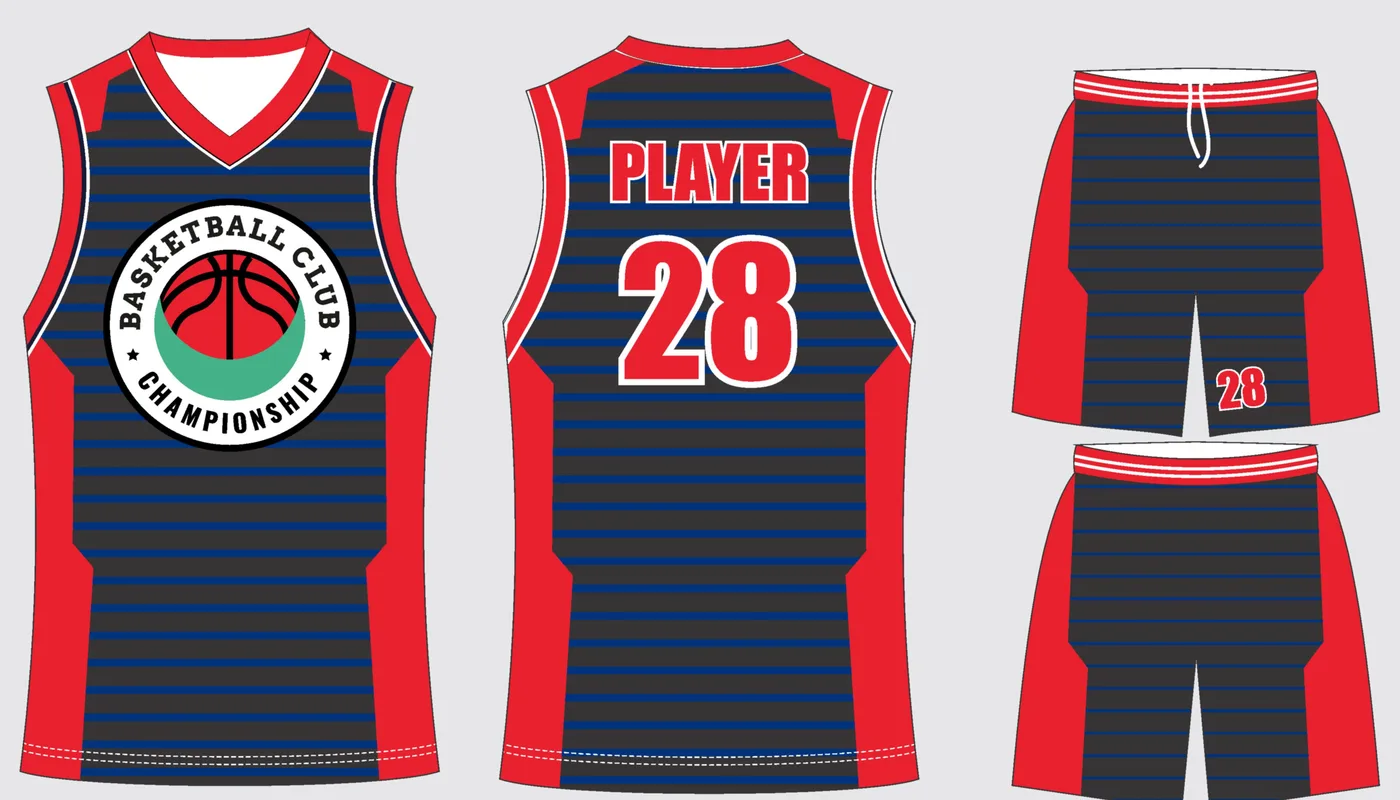 Basketball Uniform Graphite Scarlet — jersey and shorts