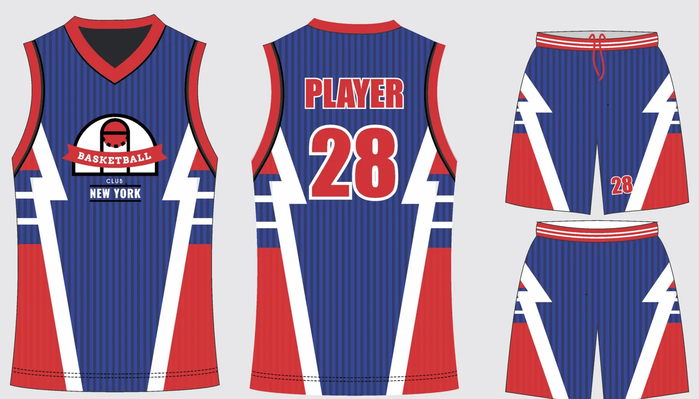Basketball Uniform Indigo Scarlet — jersey and shorts