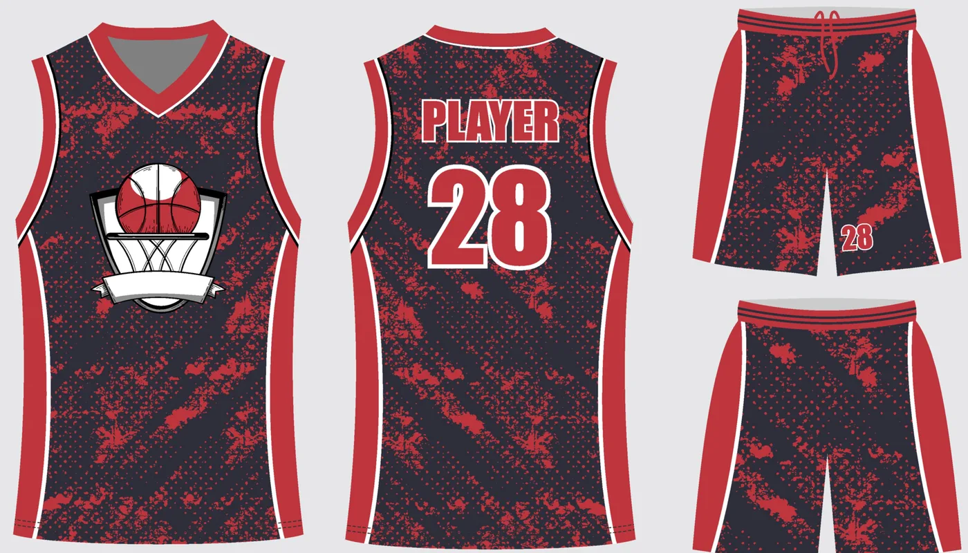 Basketball Uniform Navy Graphite Prism — jersey and shorts