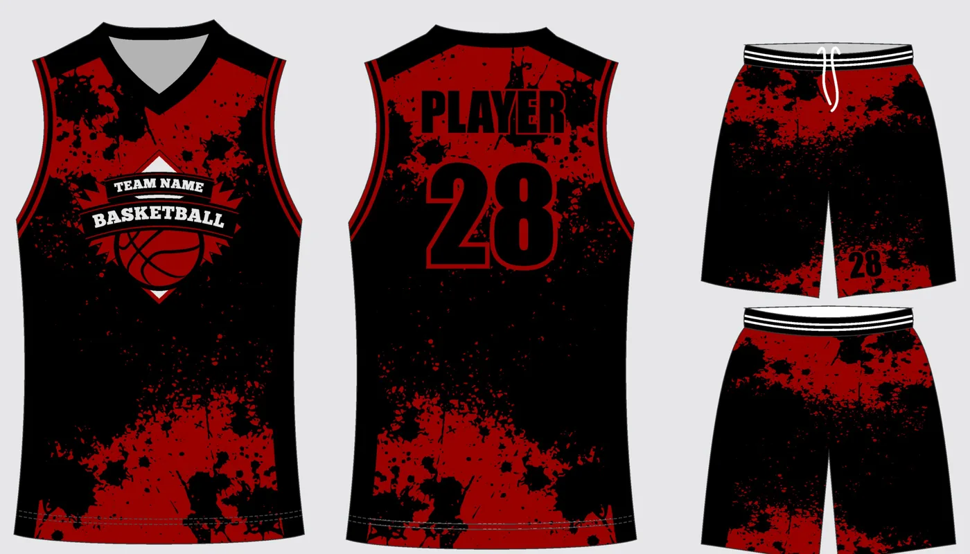 Basketball Uniform Onyx Crimson — jersey and shorts