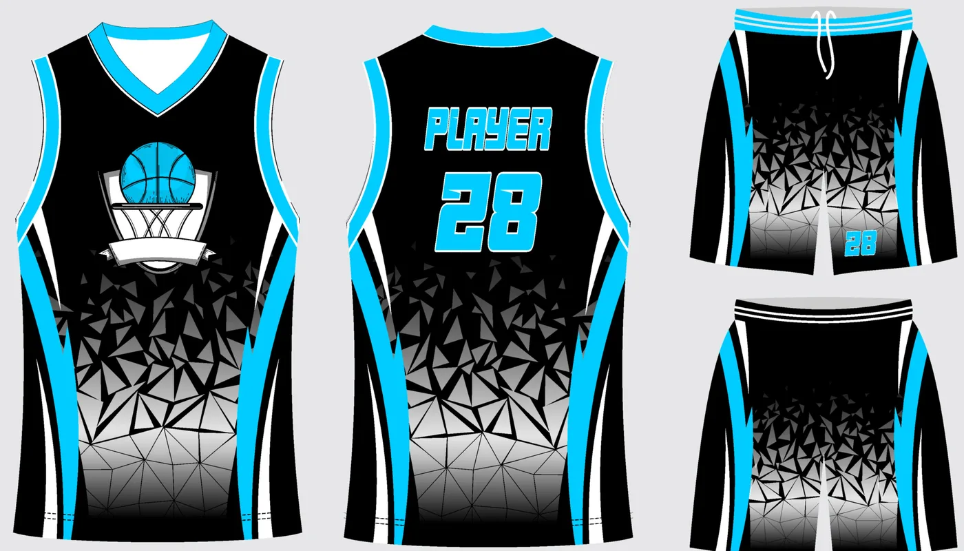 Basketball Uniform Onyx Cyan Strike — jersey and shorts