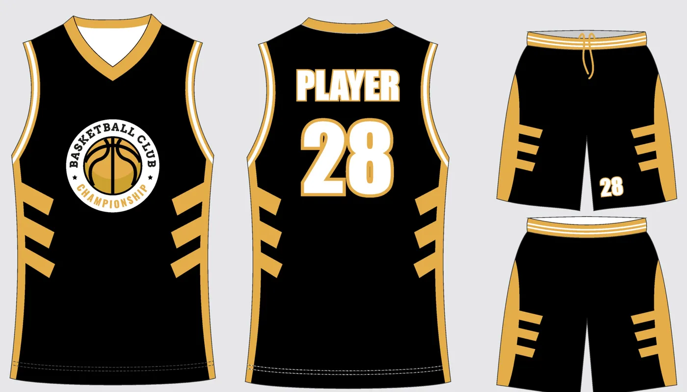 Basketball Uniform Onyx Gold Strike — jersey and shorts