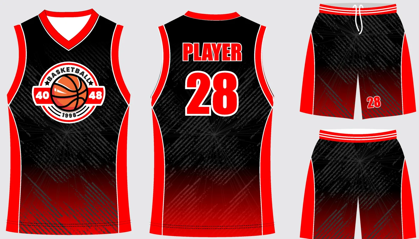 Basketball Uniform Onyx Scarlet — jersey and shorts