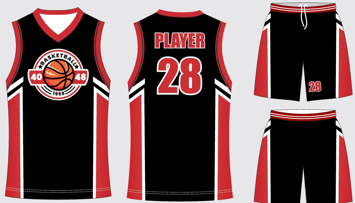 Basketball Uniform Onyx Scarlet Arrow — jersey and shorts