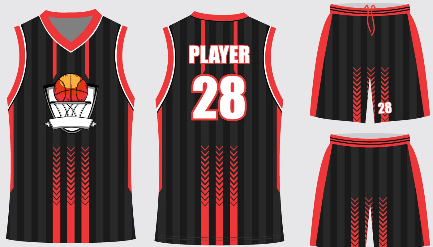 Basketball Uniform Onyx Scarlet Echo — jersey and shorts