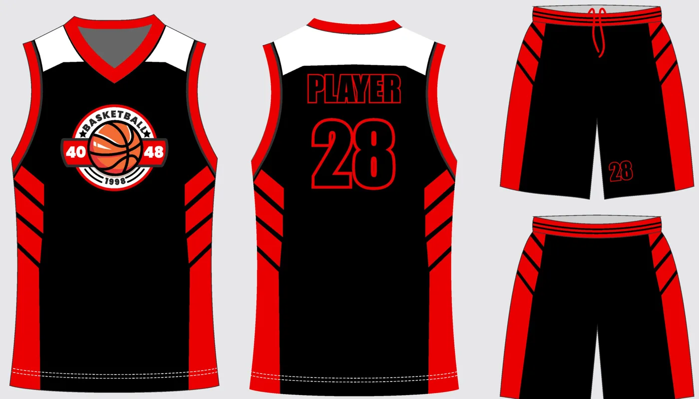 Basketball Uniform Onyx Scarlet Vortex — jersey and shorts