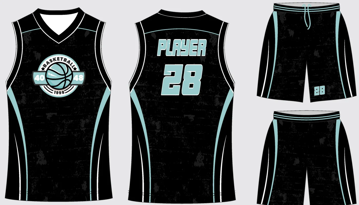 Basketball Uniform Onyx Silver Trace — jersey and shorts