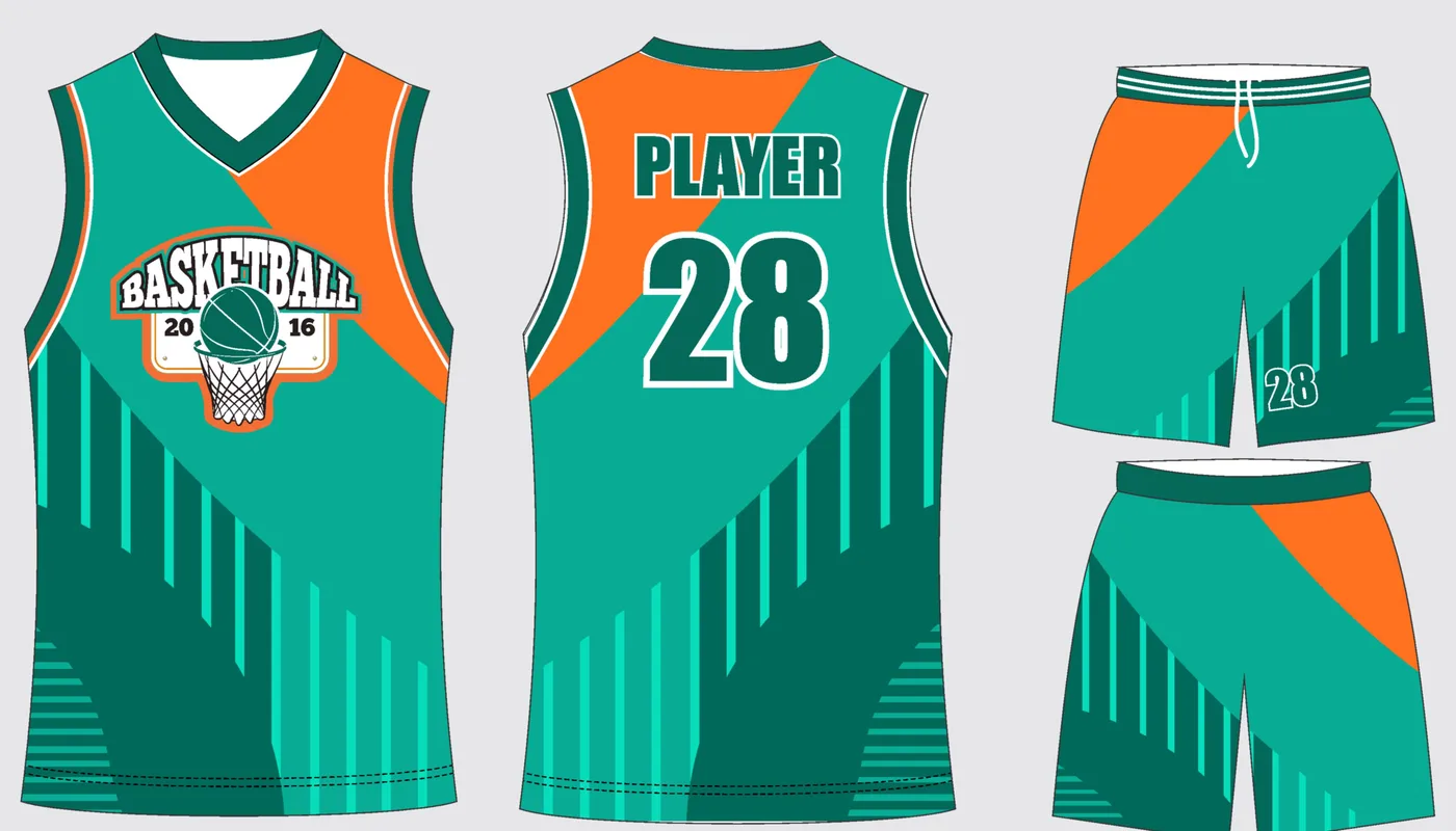 Basketball Uniform Teal Forest — jersey and shorts