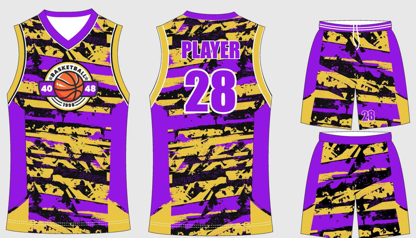 Basketball Uniform Violet Gold Rally — jersey and shorts